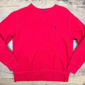 Polo Ralph Lauren Youth M 10-12 Red Crewneck Sweatshirt Pony Preppy Quiet Luxury